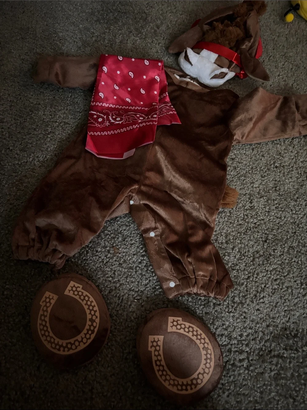 Brown Plush Cowboy horse 12 month  Infant Costume with Red Bandana